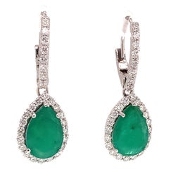 Natural Emerald Diamond Earrings 14k Gold 2.75 TCW Certified