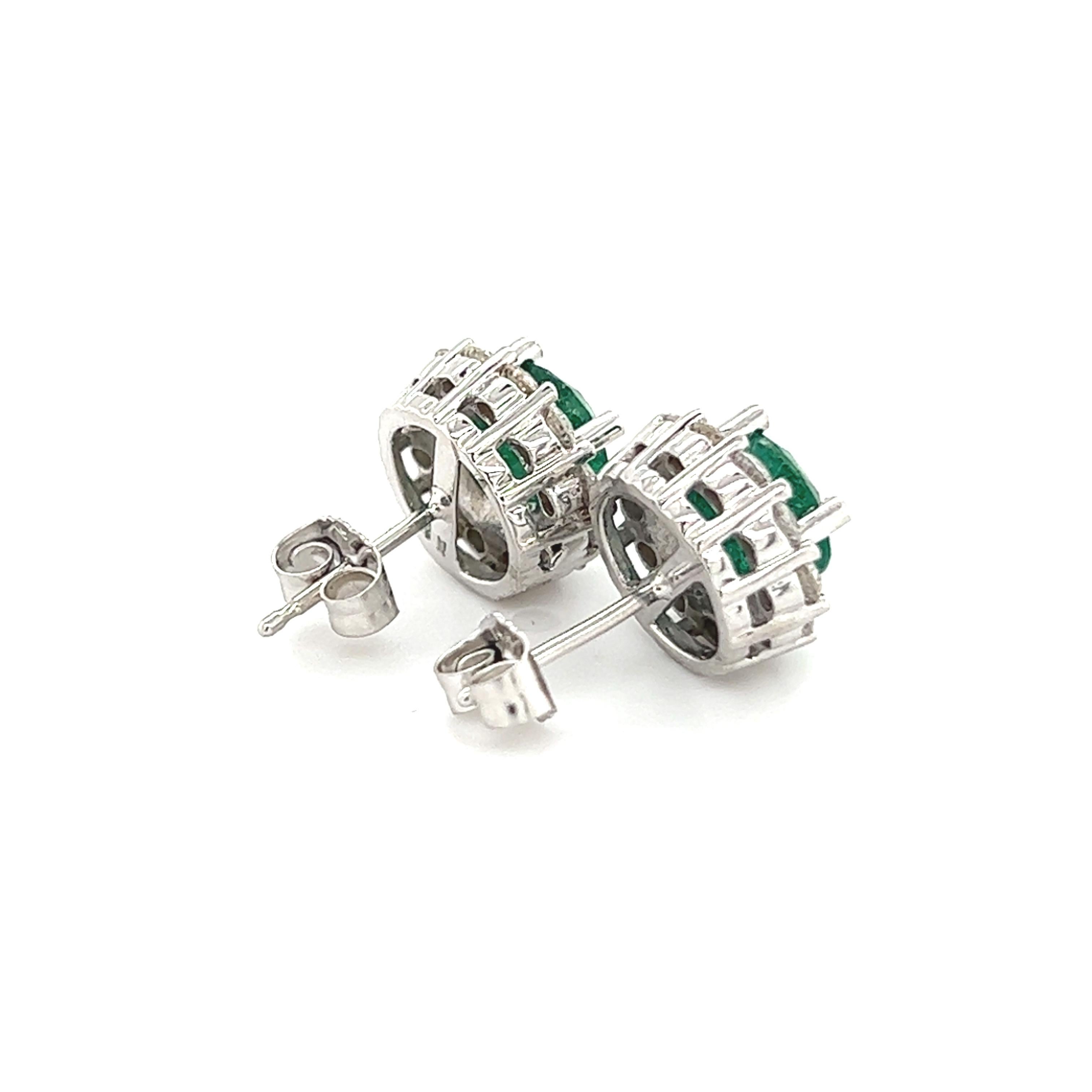 Natürliche Smaragd-Diamant-Ohrringe 14k Gold 3,02 TCW zertifiziert im Zustand „Neu“ im Angebot in Brooklyn, NY