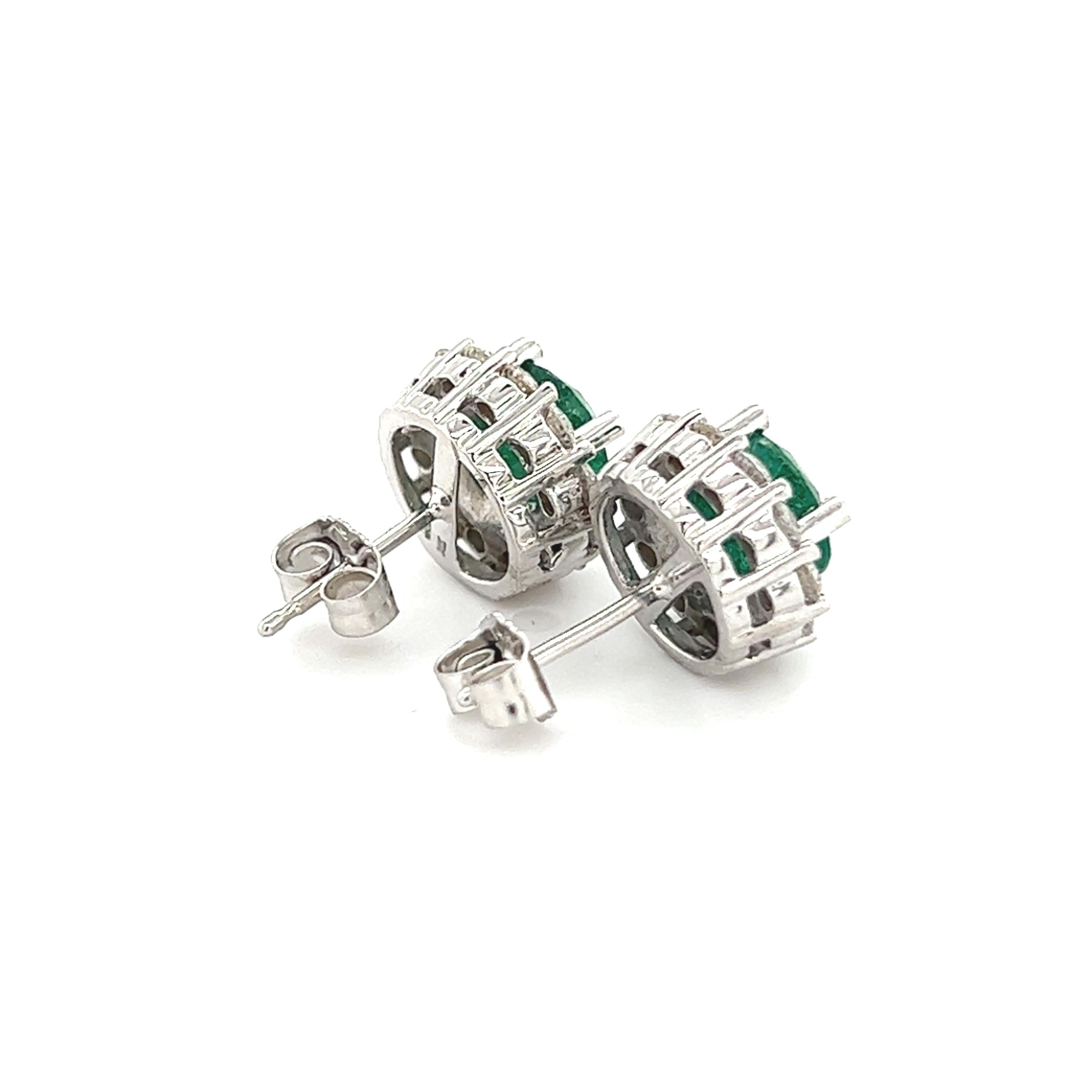 Natural Emerald Diamond Earrings 14k Gold 3.02 TCW Certified In New Condition For Sale In Brooklyn, NY