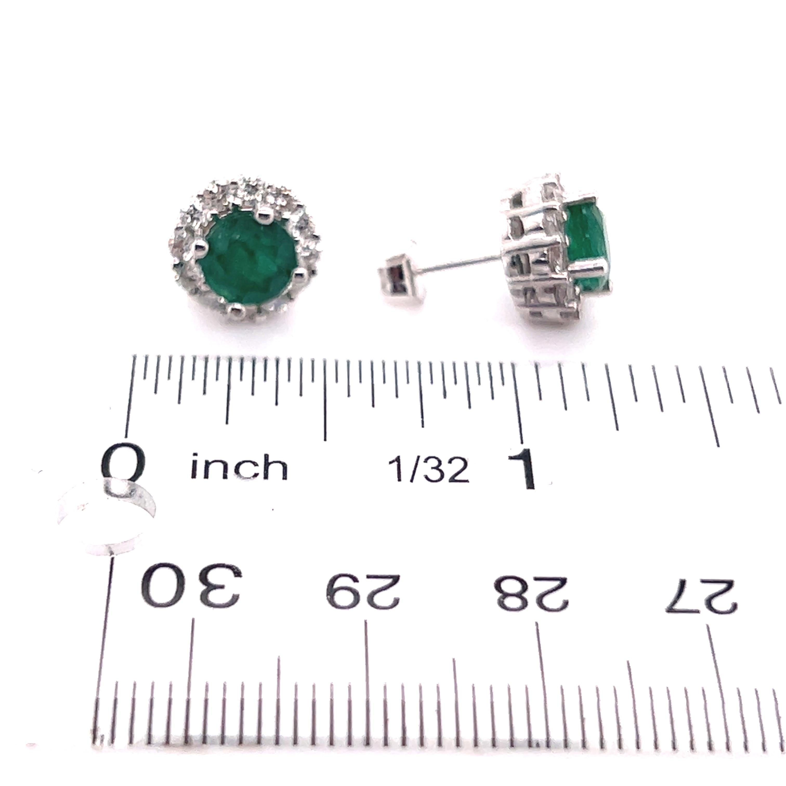Natural Emerald Diamond Earrings 14k Gold 3.02 TCW Certified For Sale 2