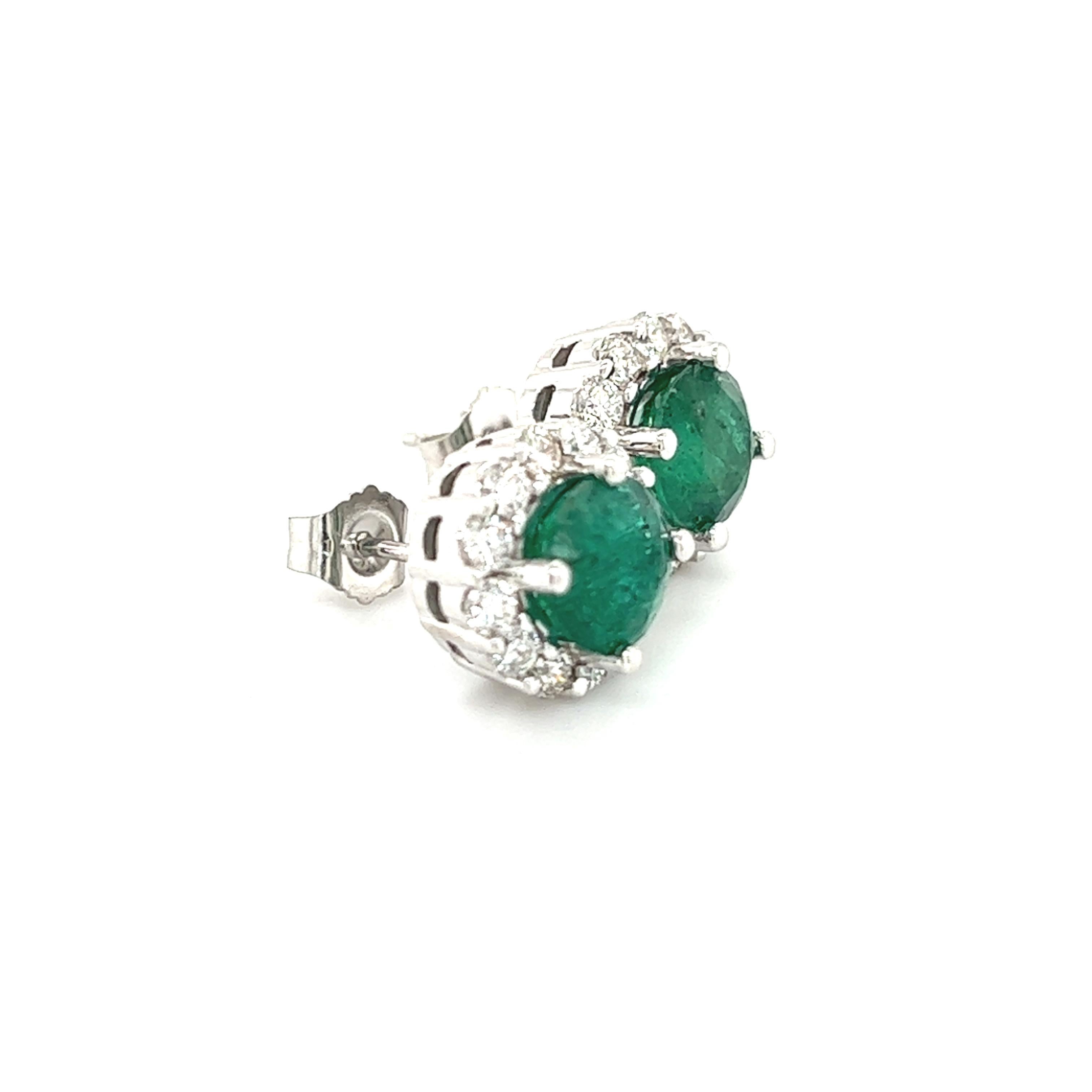Natürliche Smaragd-Diamant-Ohrringe 14k Gold 3,02 TCW zertifiziert im Angebot 3