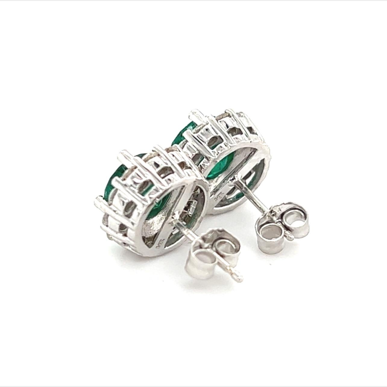 Natural Emerald Diamond Earrings 14k Gold 3.02 TCW Certified For Sale 4