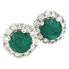 Natural Emerald Diamond Earrings 14k Gold 3.02 TCW Certified