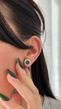 Natural Emerald Diamond Earrings 14k Gold 3.06 TCW Certified