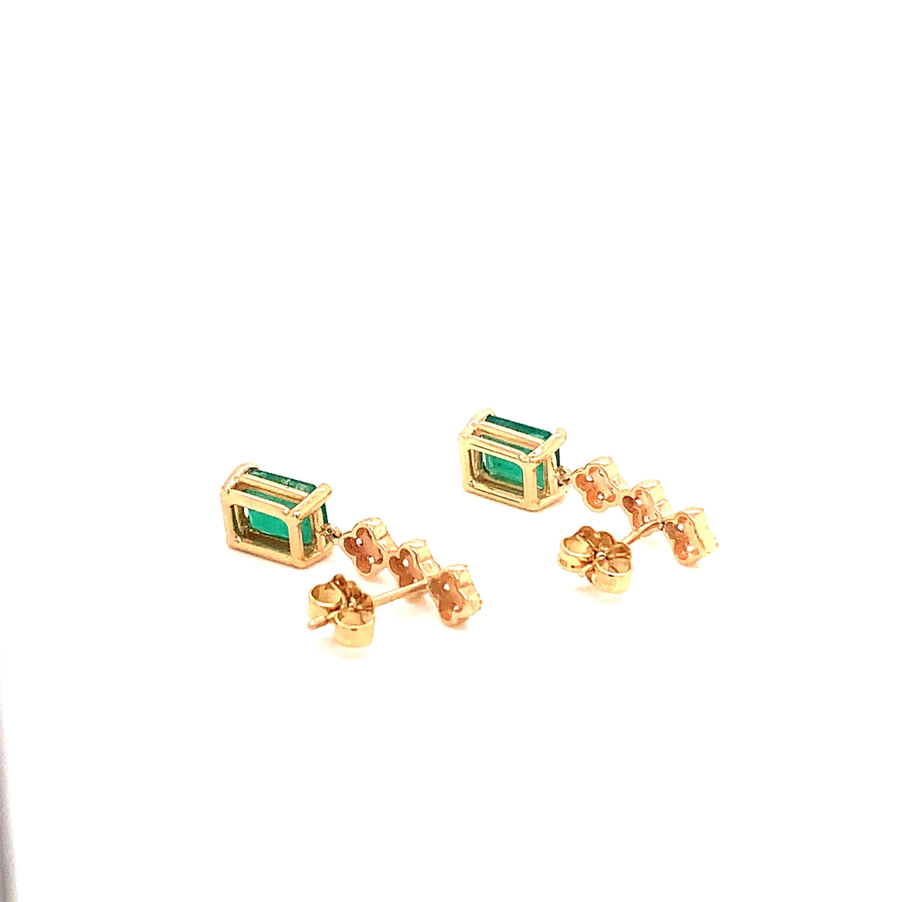 Women's Natural Emerald Diamond Earrings 14k Gold 3.25 TCW Certified