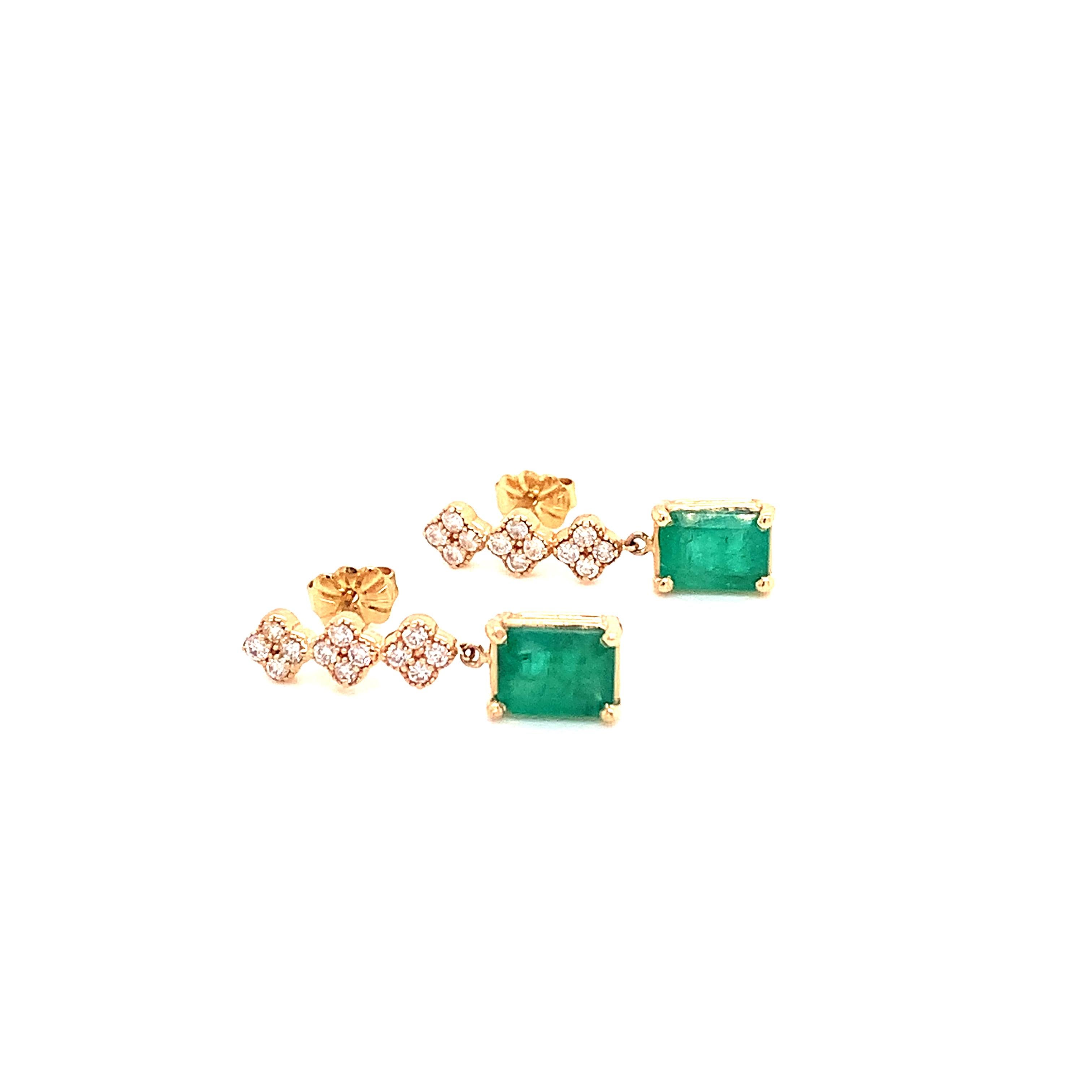 Natural Emerald Diamond Earrings 14k Gold 3.25 TCW Certified 4