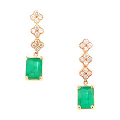 Natural Emerald Diamond Earrings 14k Gold 3.25 TCW Certified
