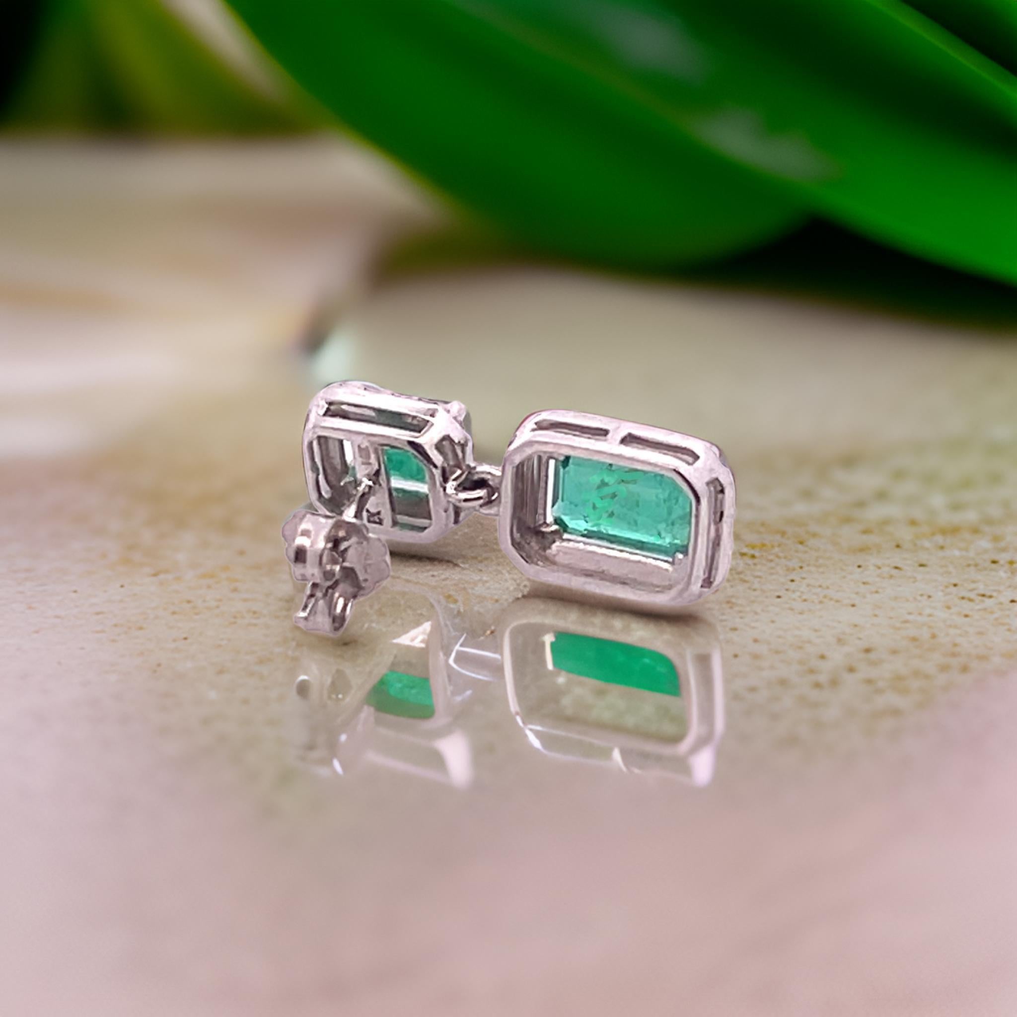 Natural Emerald Diamond Earrings 14k Gold 3.48 TCW Certified For Sale 6
