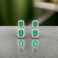 Natural Emerald Diamond Earrings 14k Gold 3.48 TCW Certified