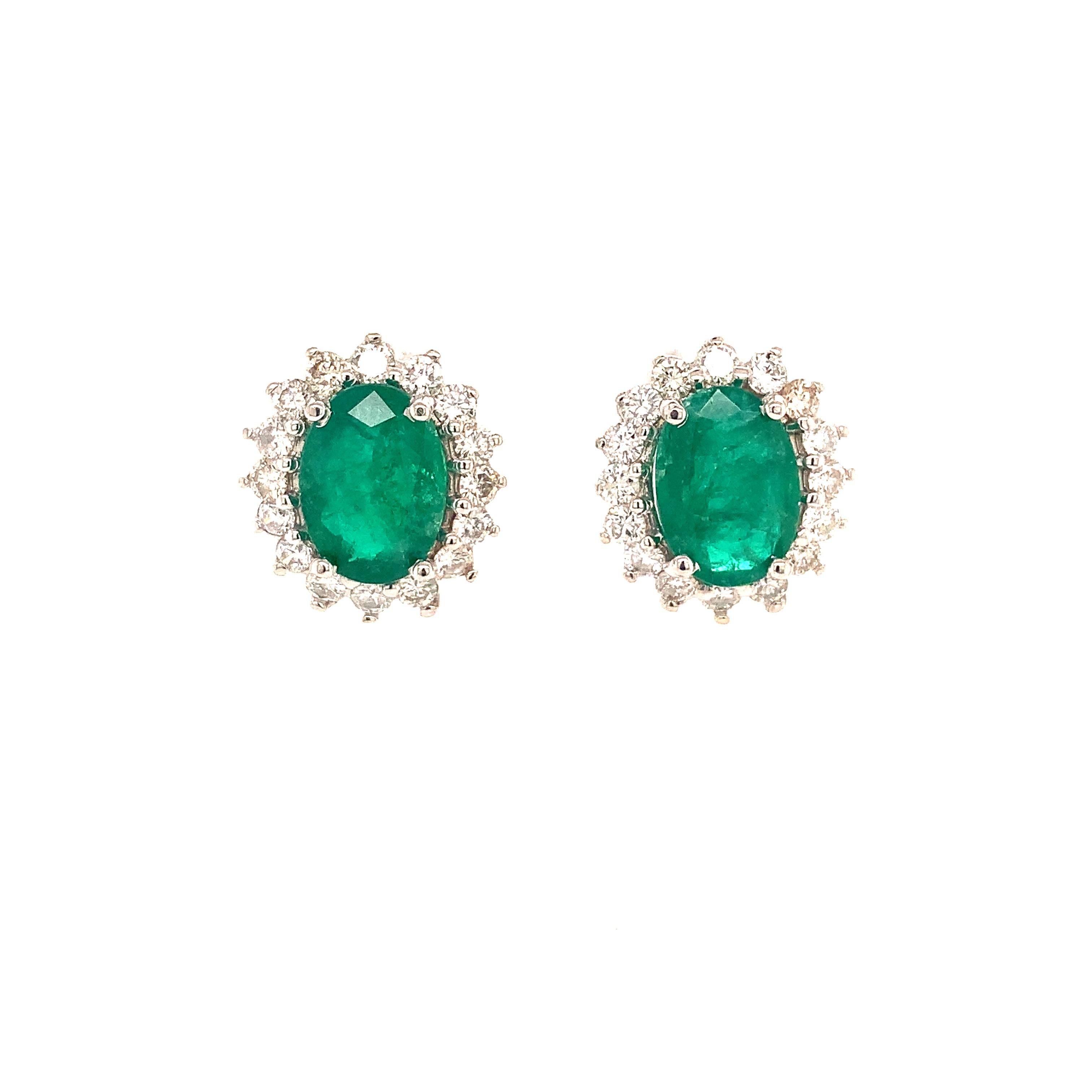 Natural Emerald Diamond Earrings 14k Gold 5.03 TCW Certified For Sale 2