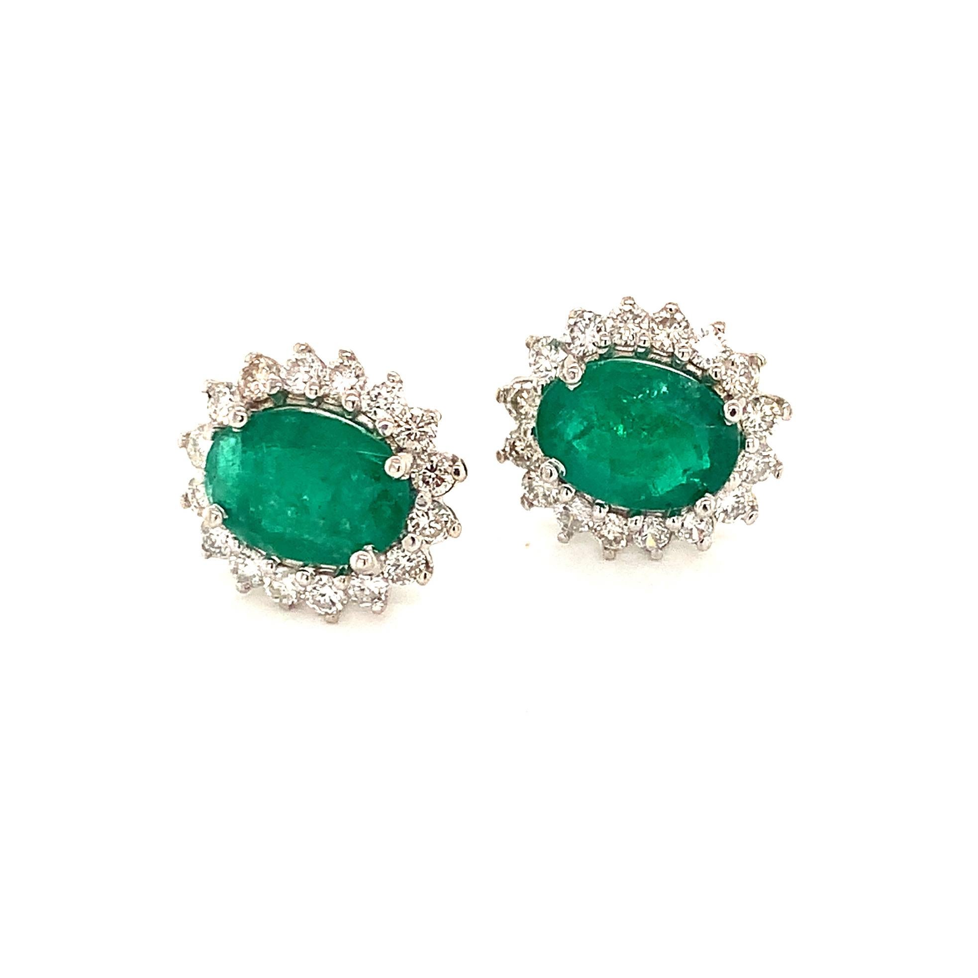 Natural Emerald Diamond Earrings 14k Gold 5.03 TCW Certified For Sale 4