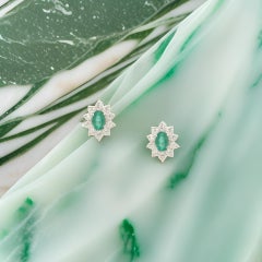 Natural Emerald Diamond Earrings 14k White Gold 2.4 TCW Certified