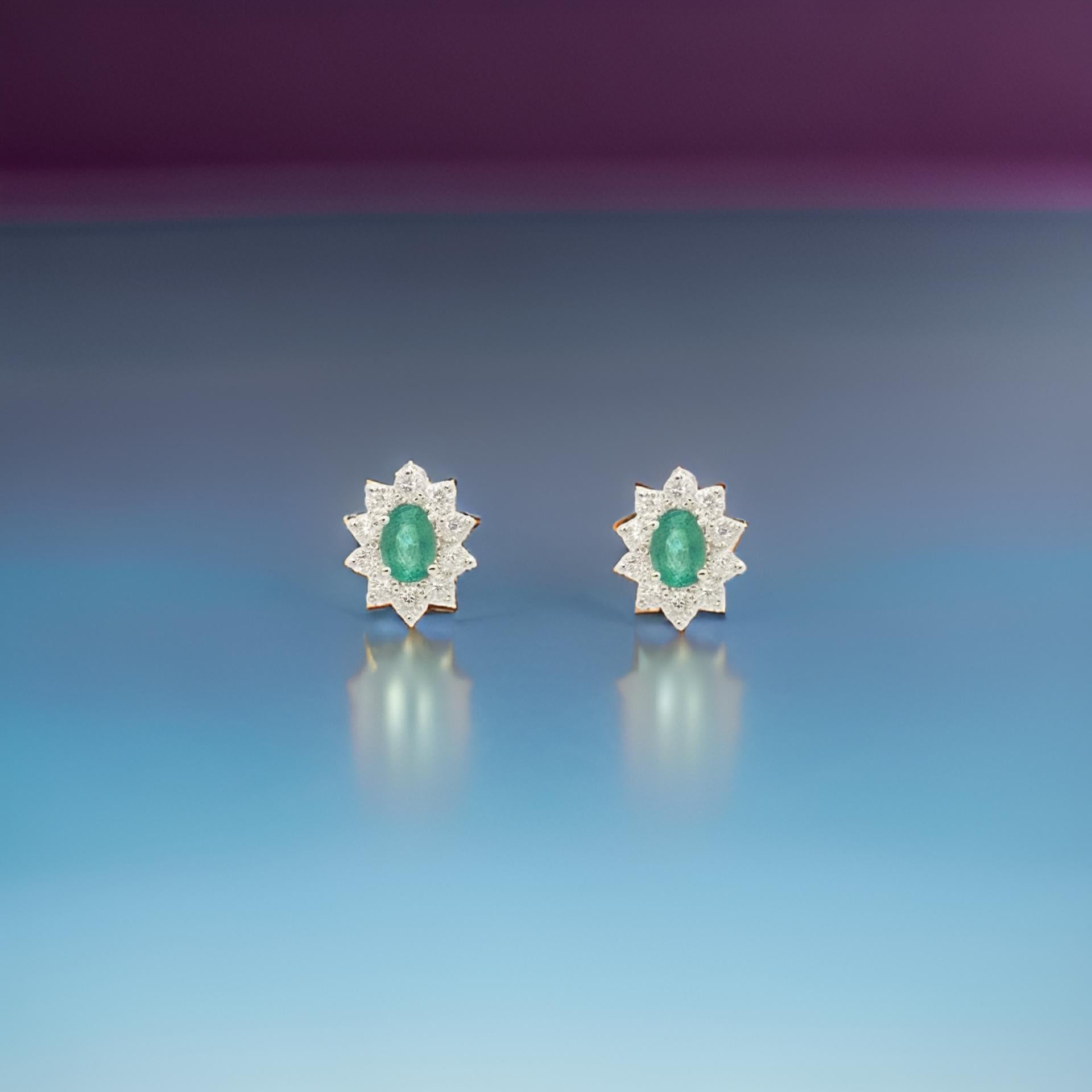 Natürliche Smaragd-Diamant-Ohrringe 14k Weißgold 2.4 TCW zertifiziert im Angebot 1