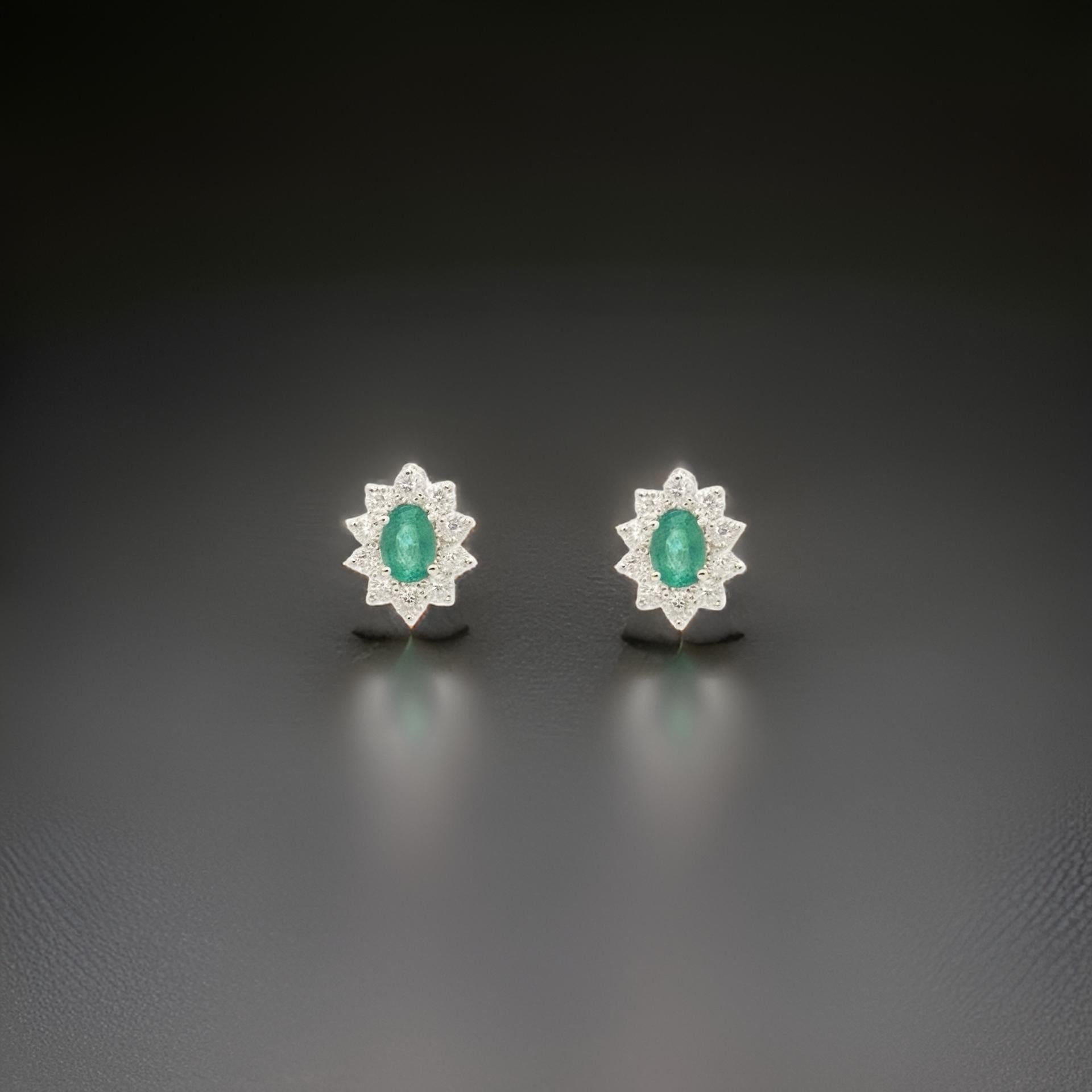 Natürliche Smaragd-Diamant-Ohrringe 14k Weißgold 2.4 TCW zertifiziert im Angebot 3