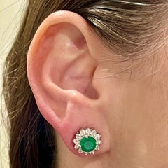 Natural Emerald Diamond Earrings 14k White Gold 3.83 TCW Certified