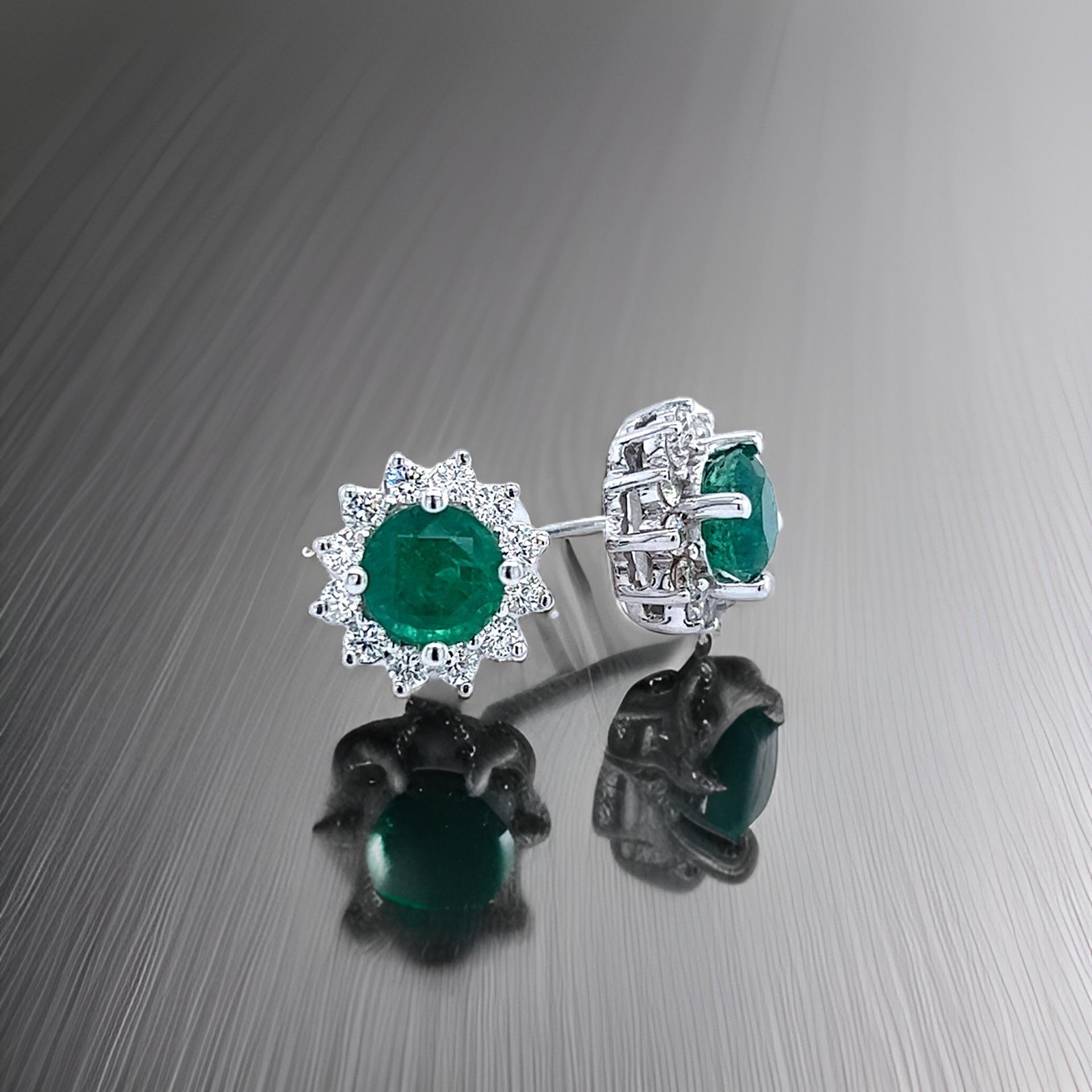 Natürliche Smaragd-Diamant-Ohrringe 14k Weißgold 3,83 TCW zertifiziert Damen im Angebot