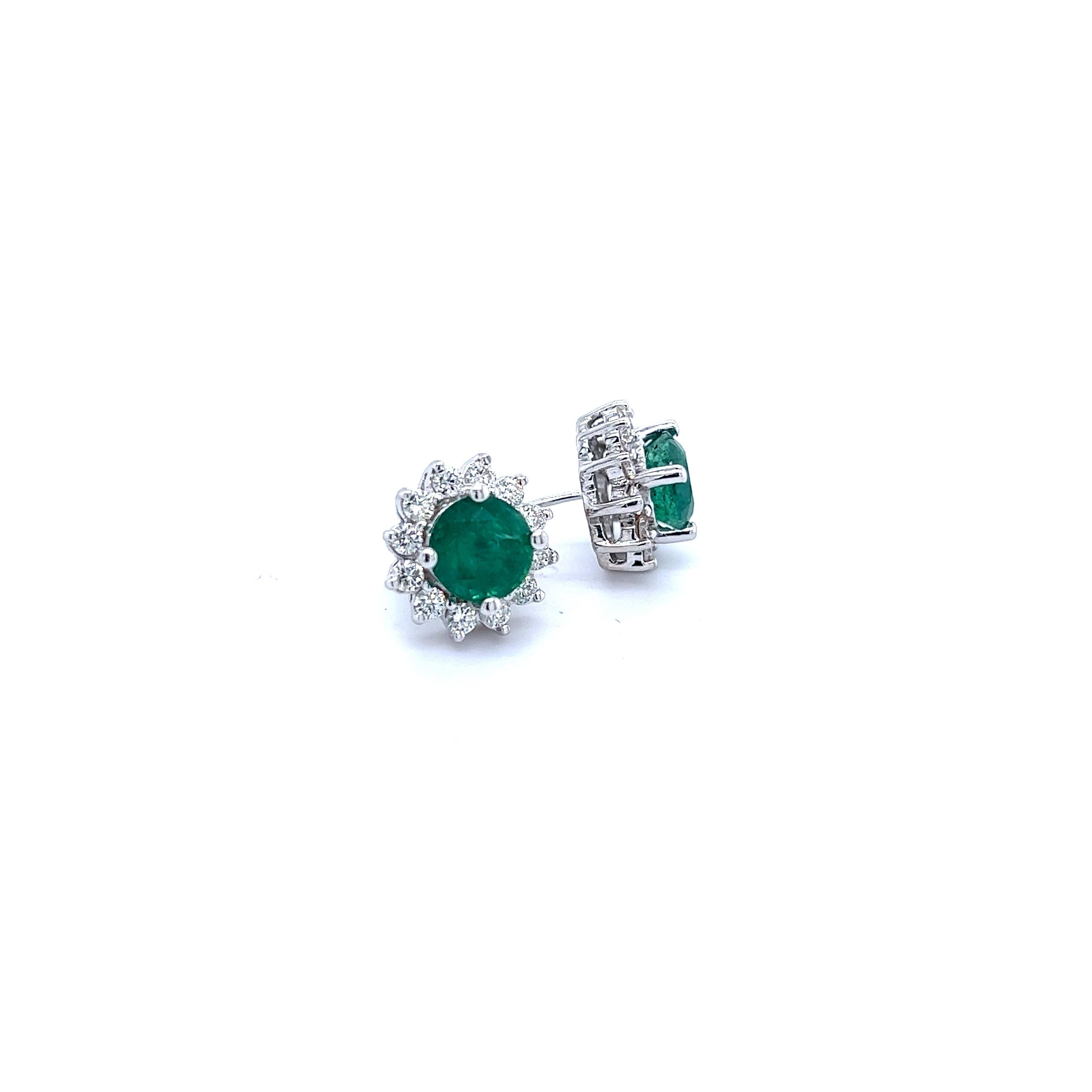 Natürliche Smaragd-Diamant-Ohrringe 14k Weißgold 3,83 TCW zertifiziert im Angebot 1