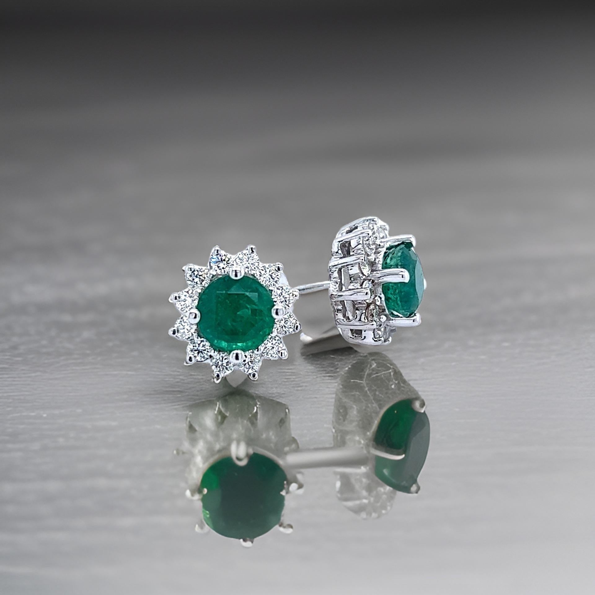 Natürliche Smaragd-Diamant-Ohrringe 14k Weißgold 3,83 TCW zertifiziert im Angebot 2