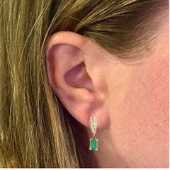 Natural Emerald Diamond Earrings 14k Yellow Gold 1.09 TCW Certified