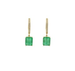 Natural Emerald Diamond Earrings 14k Yellow Gold 3.56 TCW Certified