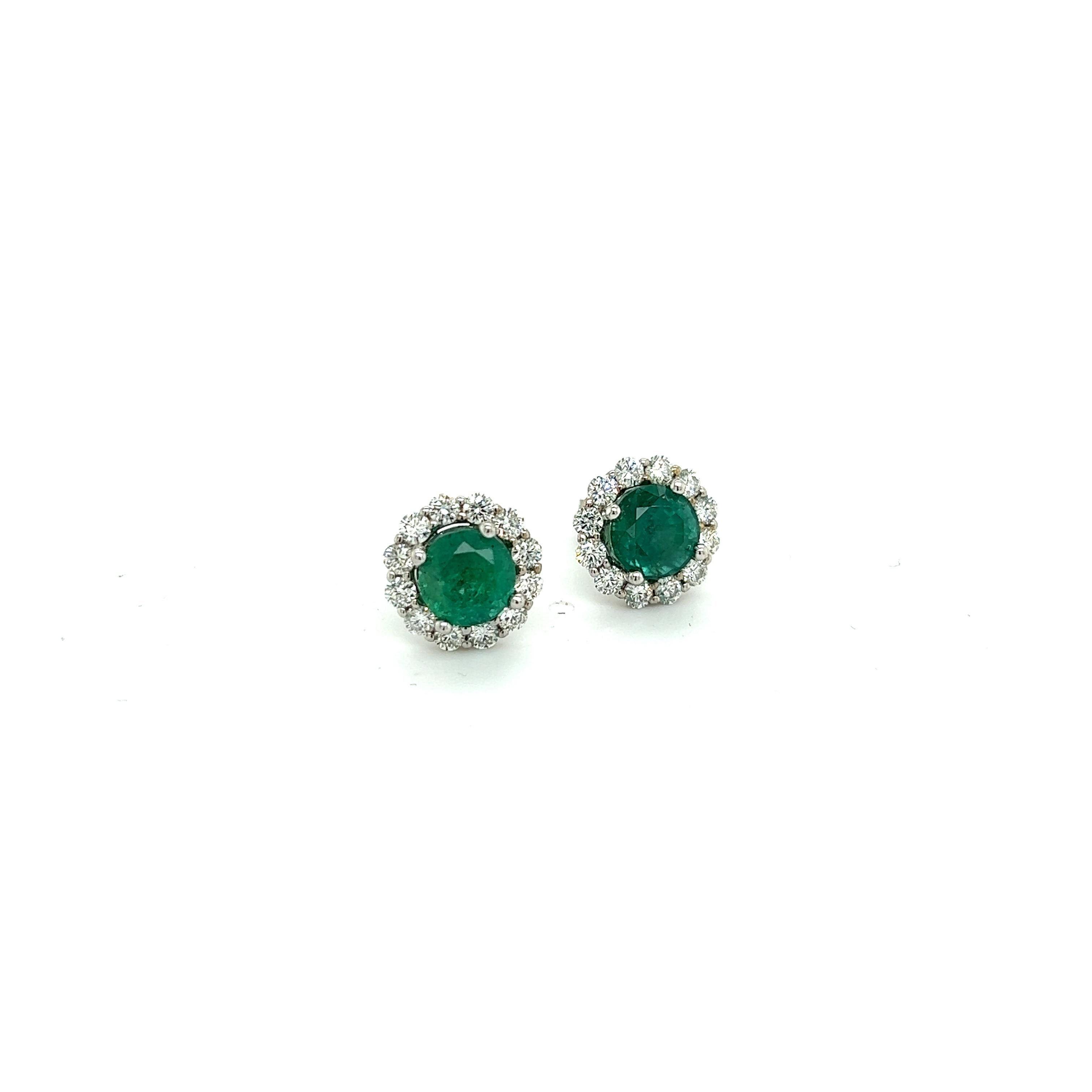Natural Emerald Diamond Earrings 18k White Gold 3.8 TCW Certified For Sale 1