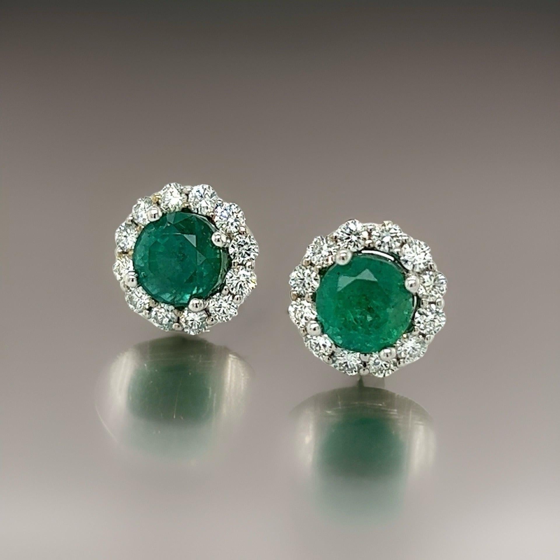 Natural Emerald Diamond Earrings 18k White Gold 3.8 TCW Certified For Sale 3