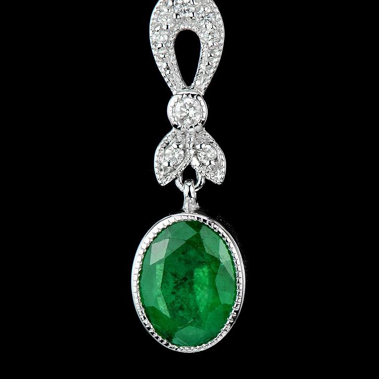 Women's Natural Emerald Diamond Earrings