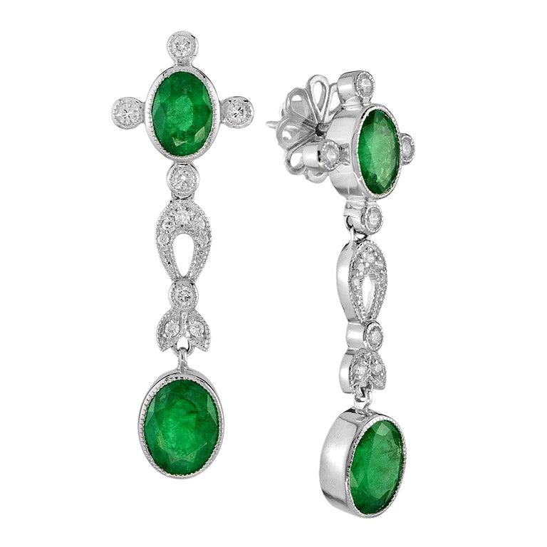 Natural Emerald Diamond Earrings