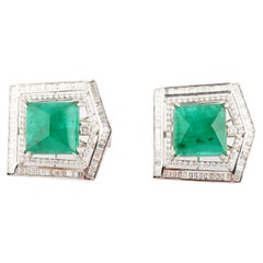 Natural emerald diamond earrings in 18k gold