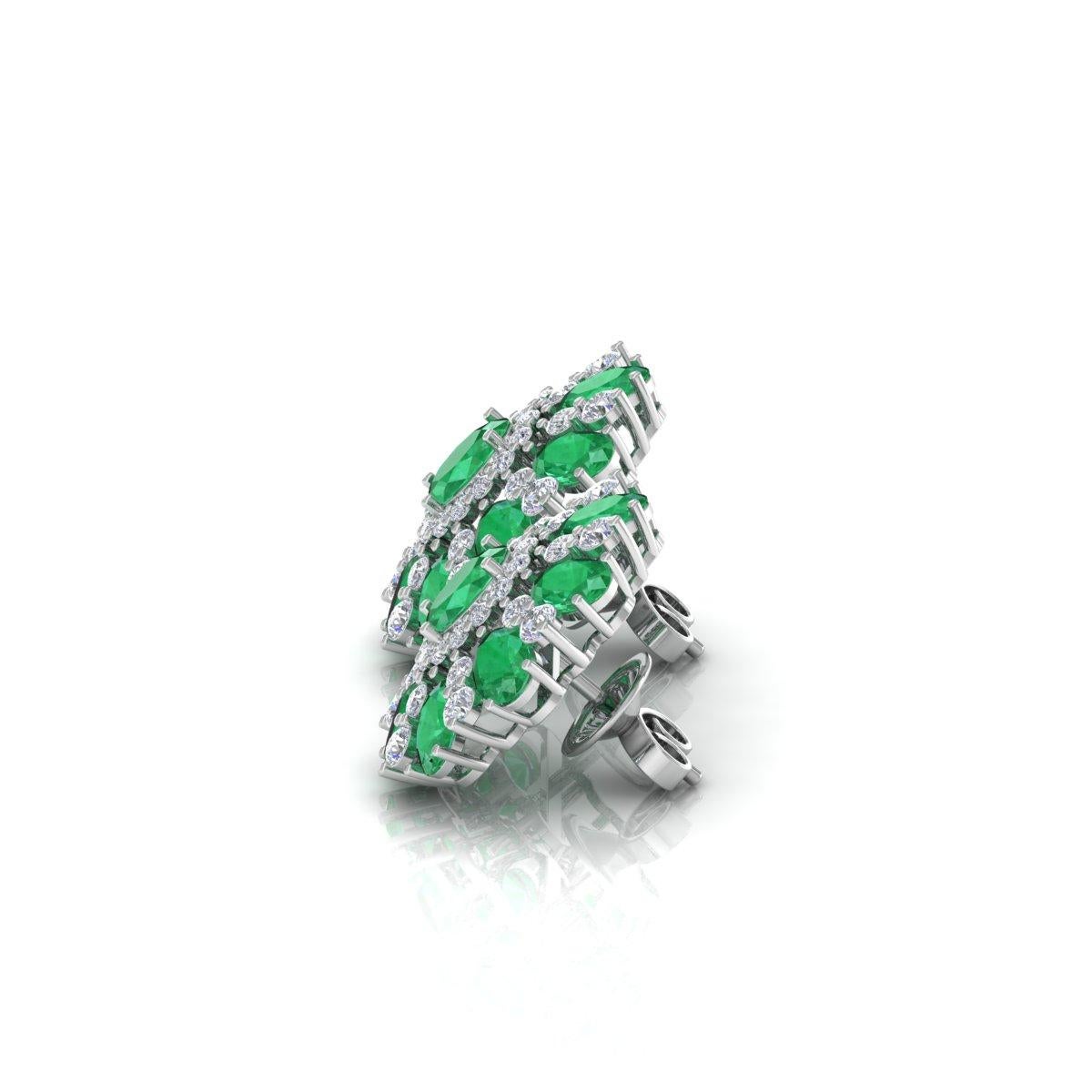 Item Code:- SEE-11767 (14k)
Gross Weight :- 9.21 gm
14k White Gold Weight :- 7.40 gm
Natural Diamond Weight :- 1.70 ct  ( AVERAGE DIAMOND CLARITY SI1-SI2 & COLOR H-I )
Zambian Emerald Weight :- 7.35 ct
Earring Size : 22 mm (approx.)

✦