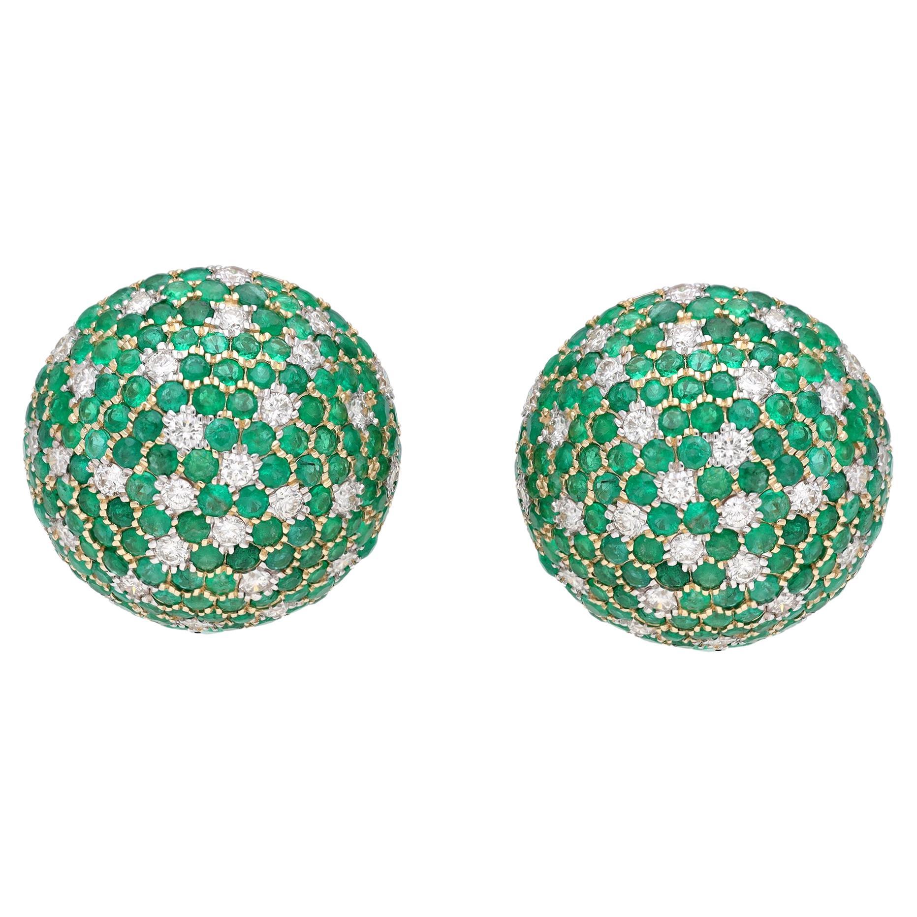 Natural Emerald & Diamond Gold earring in 14k