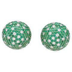 Natural Emerald & Diamond Gold earring in 14k