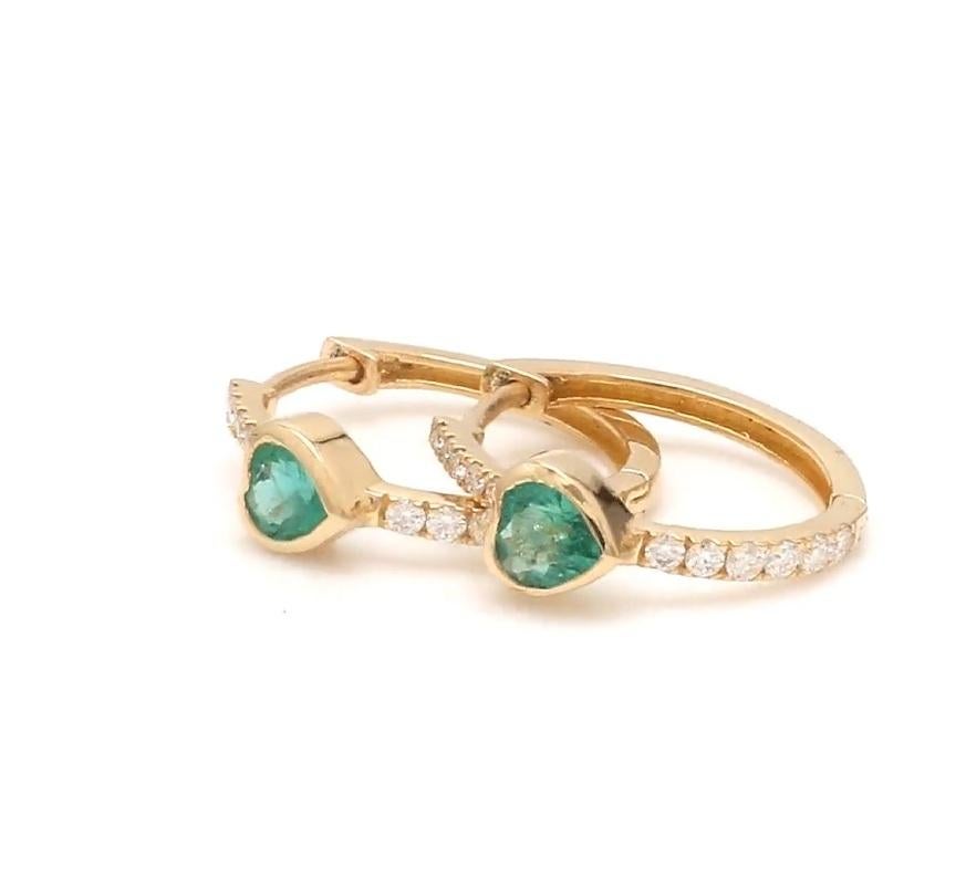 Donna Orecchino a cuore con smeraldo naturale e diamante in oro 14k in vendita