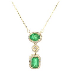 Collar de Esmeralda Natural y Diamantes en Oro Macizo de 14k (Certificado) Collar de Esmeralda Natural y Diamantes en Oro Macizo de 14k (Certificado)