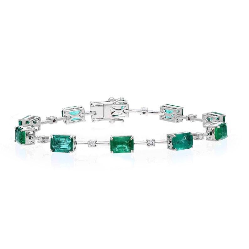 Natürlicher Smaragd Diamant A Link Kette Armband 18k Weißgold-Schmuck  6,75 Zoll im Zustand „Neu“ im Angebot in jaipur, IN
