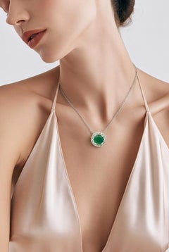 Natural Emerald Diamond Necklace 17" 14k Gold 2.07 TCW Certified