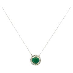 Natural Emerald Diamond Necklace 17" 14k Gold 2.07 TCW Certified