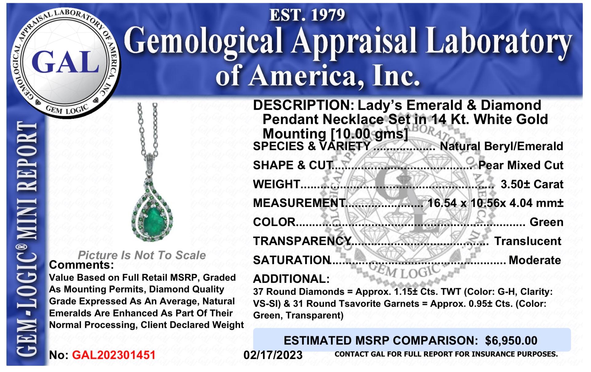 Natural Emerald Diamond Necklace 18
