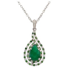 Natural Emerald Diamond Necklace 18" 14k Gold 5.6 TCW Certified