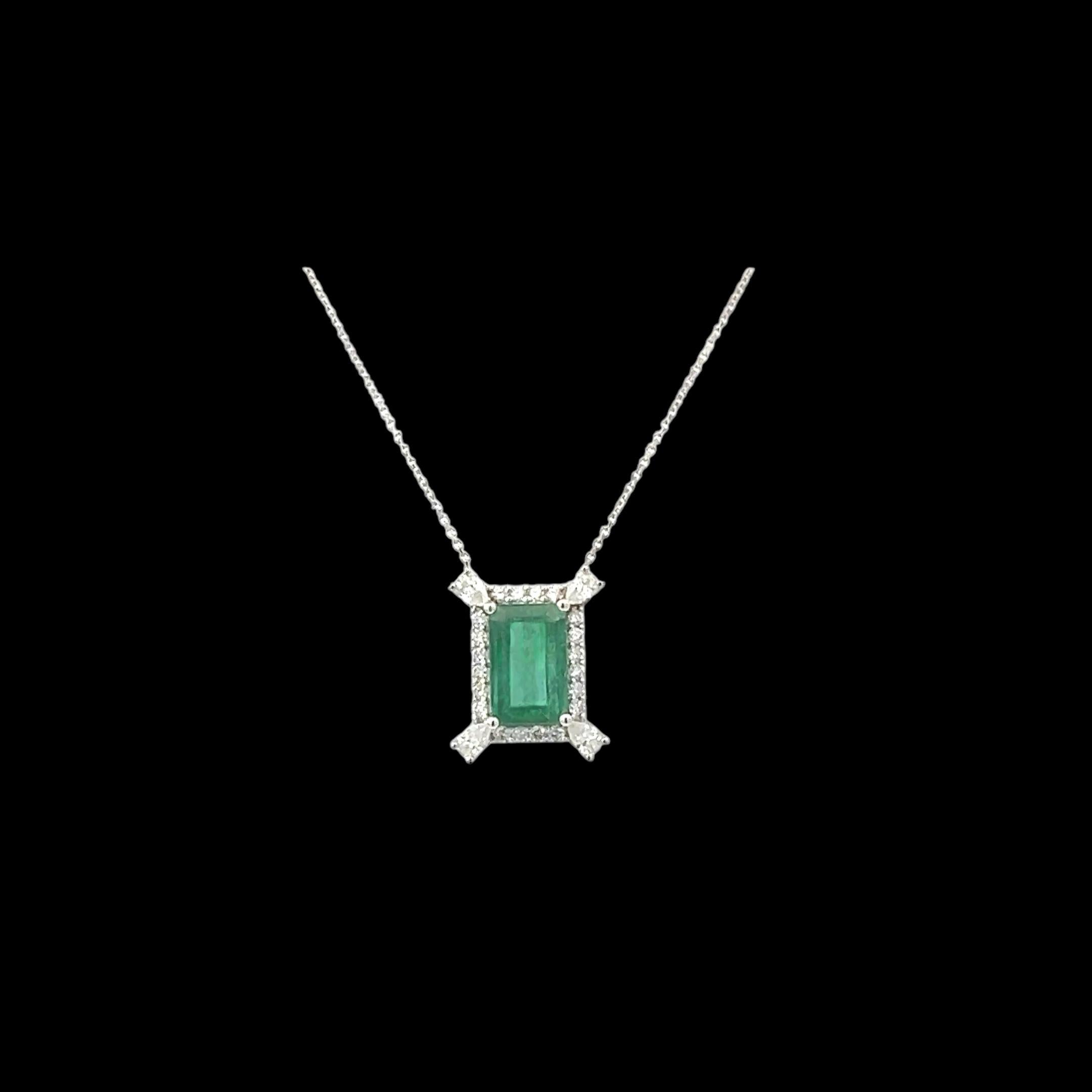 Natural Emerald Diamond Necklace 18