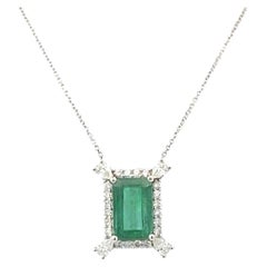Natural Emerald Diamond Necklace 18" 14k Gold 6.04 TCW Certified