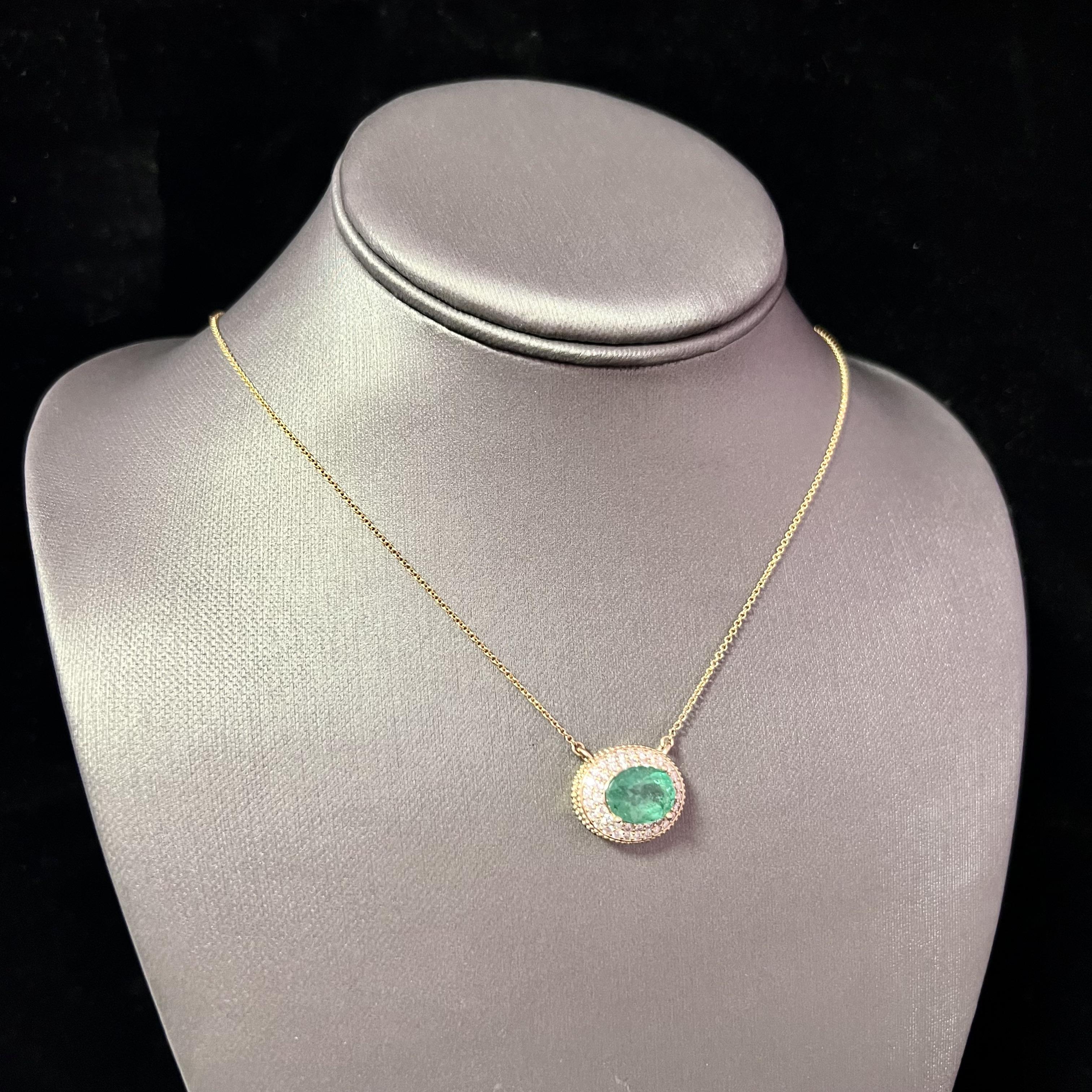 Natural Emerald Diamond Necklace 14k Gold 6.29 Tcw Certified For Sale 6