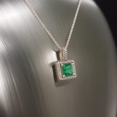 Natürliche Smaragd-Diamant-Halskette 18" 14k WG 2 TCW zertifiziert