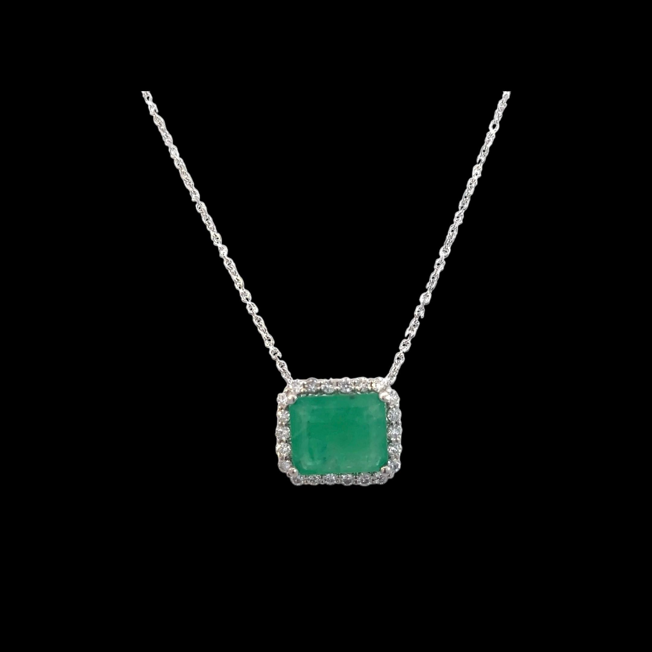 Natural Emerald Diamond Necklace 18