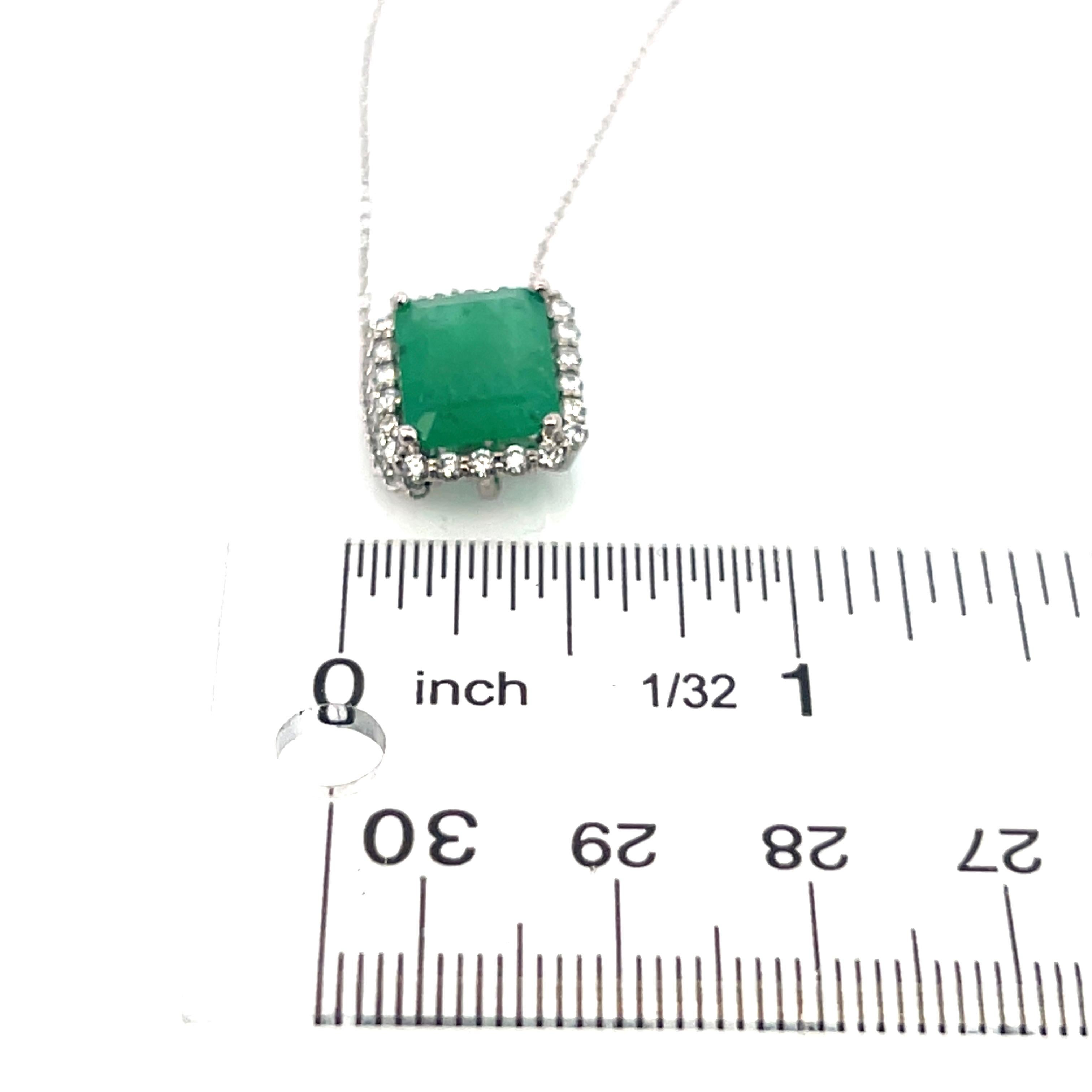 Natural Emerald Diamond Necklace 18