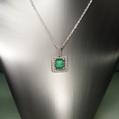Natürlicher Smaragd-Diamant-Anhänger 18" 14k WG 2,05 TCW zertifiziert