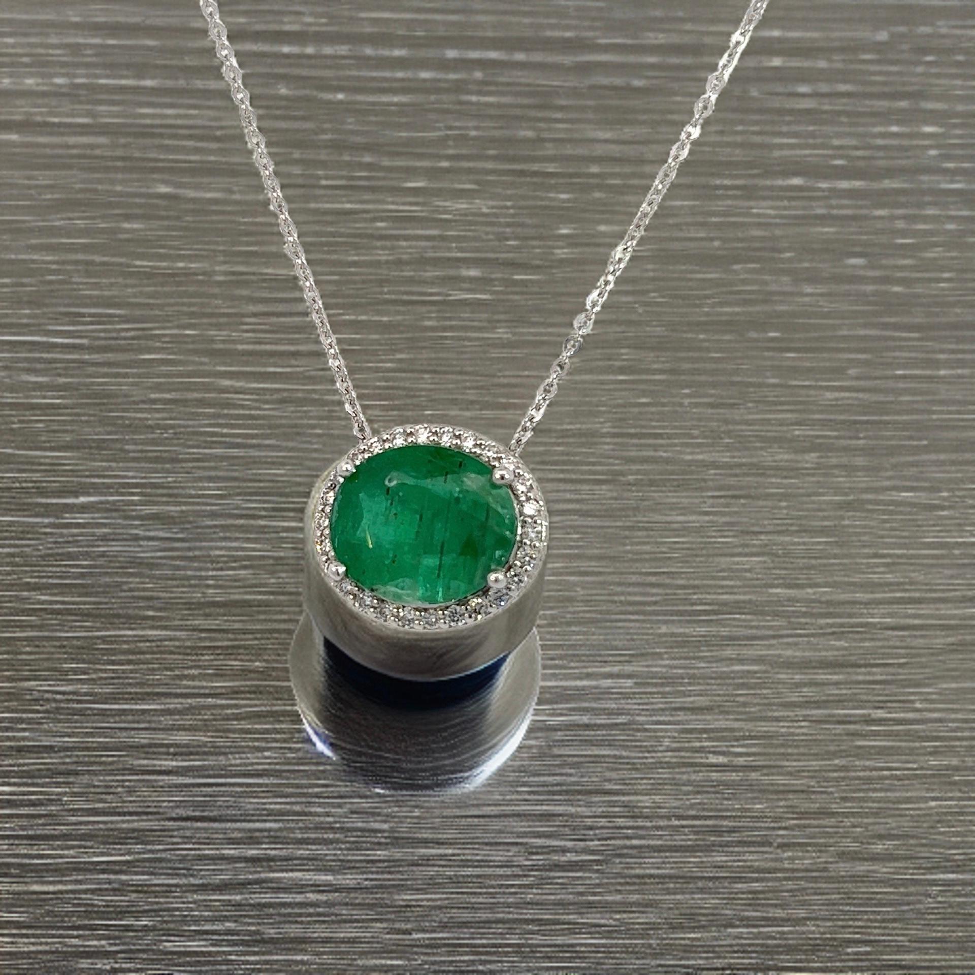 Natürliche Smaragd-Diamant-Anhänger-Halskette 15