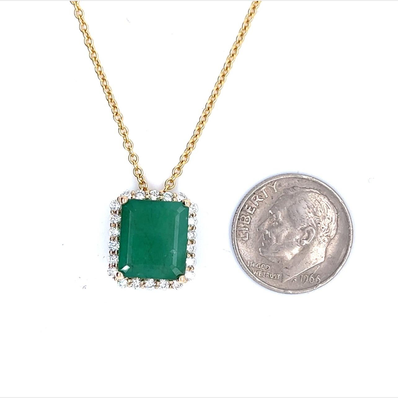Natural Emerald Diamond Pendant Necklace 17
