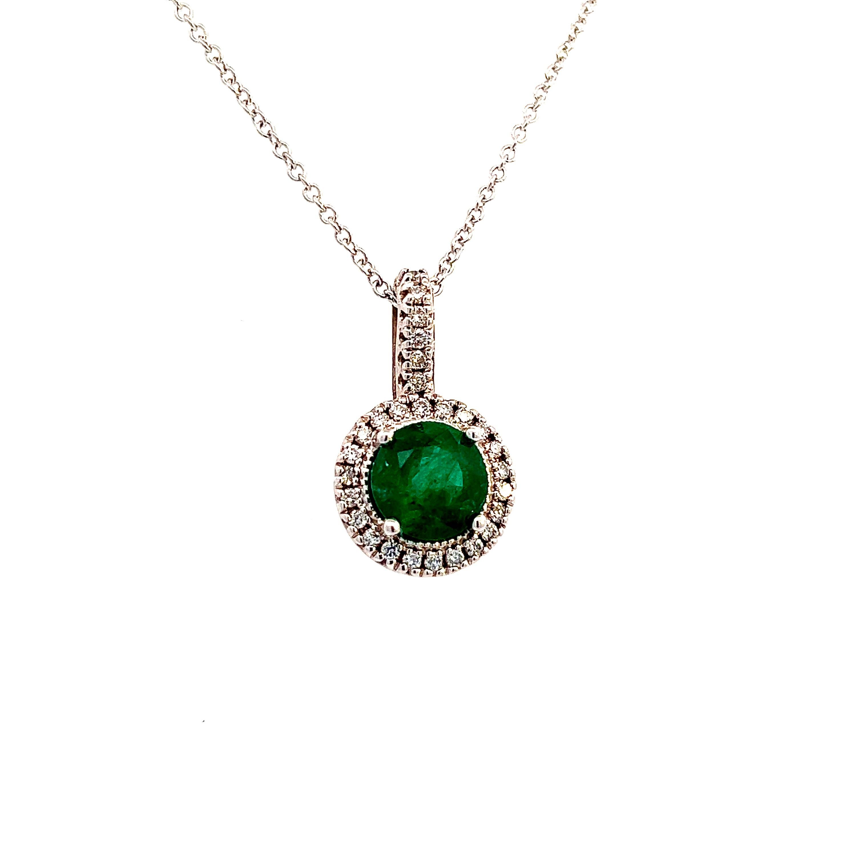 Natürliche Smaragd-Diamant-Anhänger-Halskette 18