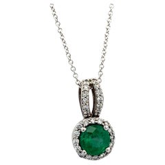 Natural Emerald Diamond Pendant Necklace 18" 14k WG 1.84 TCW Certified
